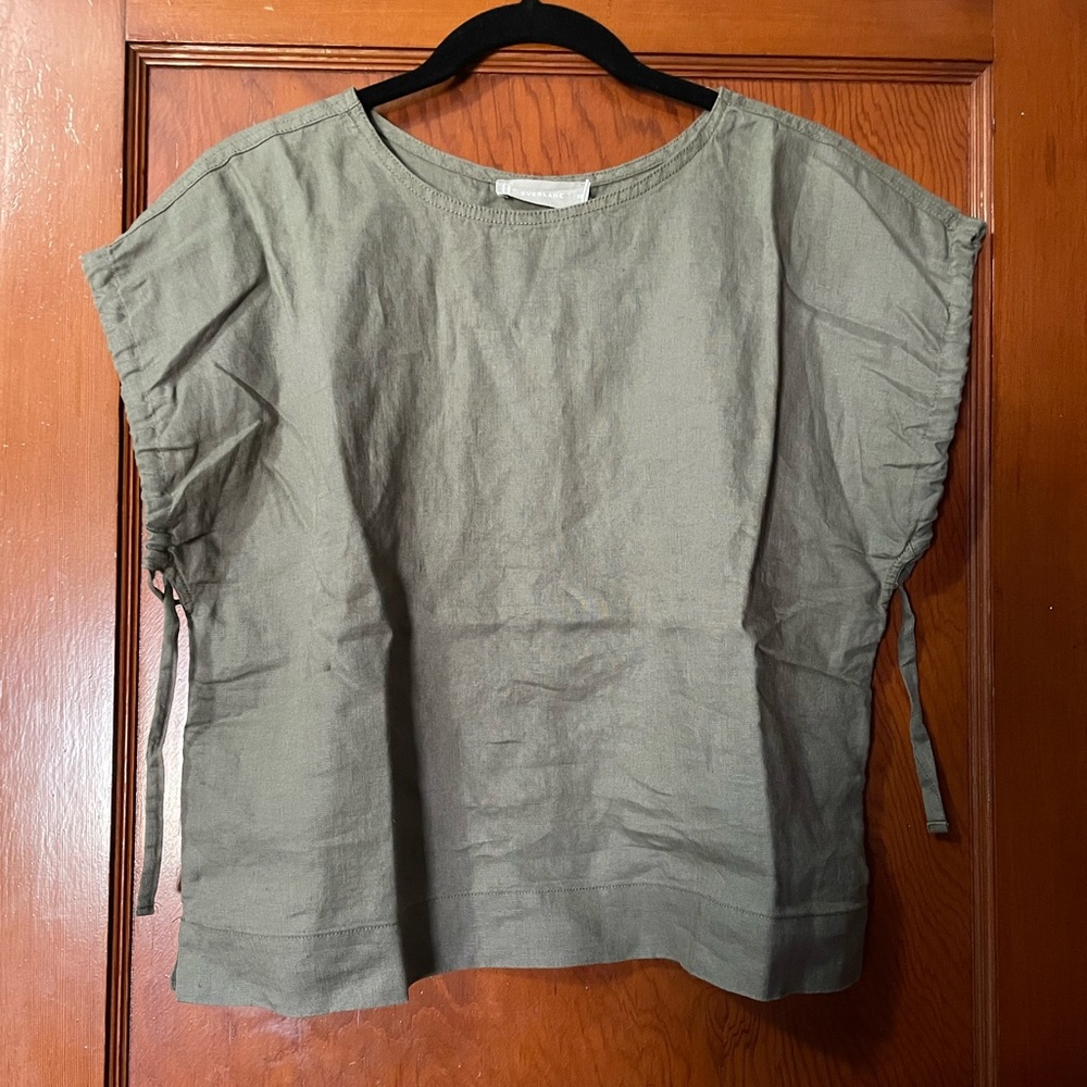 NWT Everlane The Drawstring Tunic XS Pewter Green linen